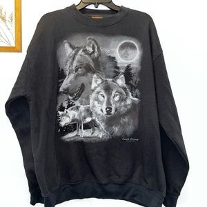 Wolf Print Graphic Sweatshirt